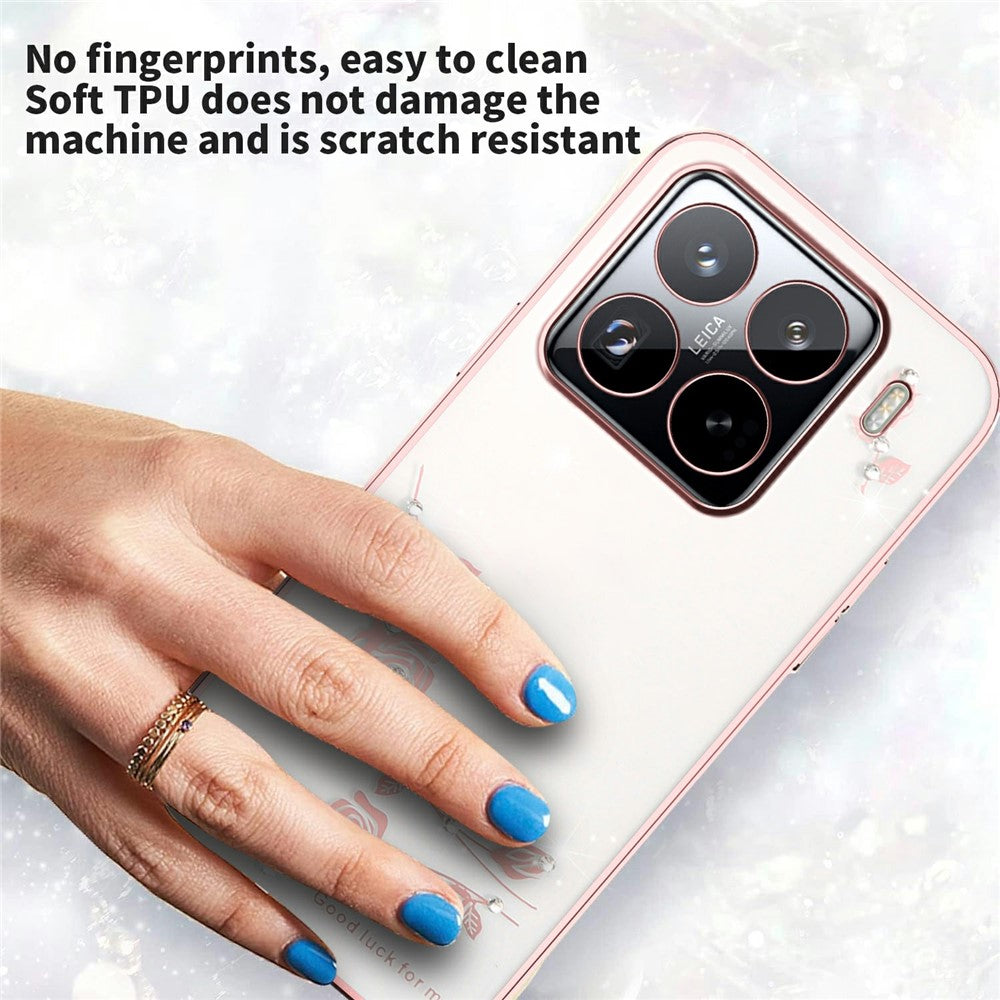 KADEM For Xiaomi 15S Pro Case Flower Rhinestone Decor TPU Phone Cover