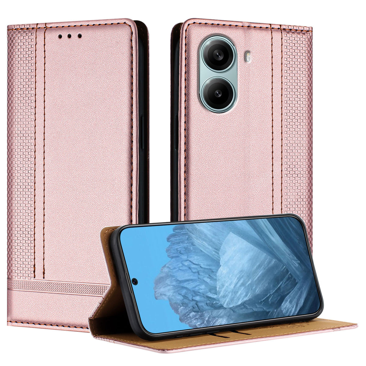 For Xiaomi Redmi Turbo 4 Pro 5G Case L-Shaped Grid Pattern Leather Stand Phone Cover with Card Slots