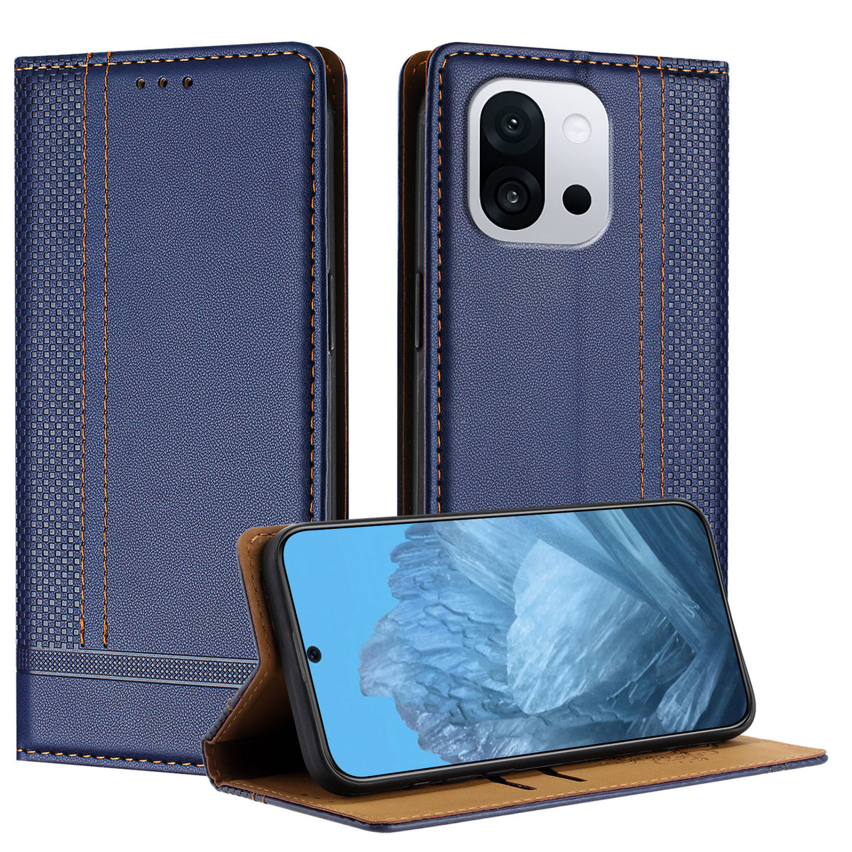 For OnePlus 13T 5G Case L-Shaped Grid Pattern Leather Stand Phone Cover with Card Slots