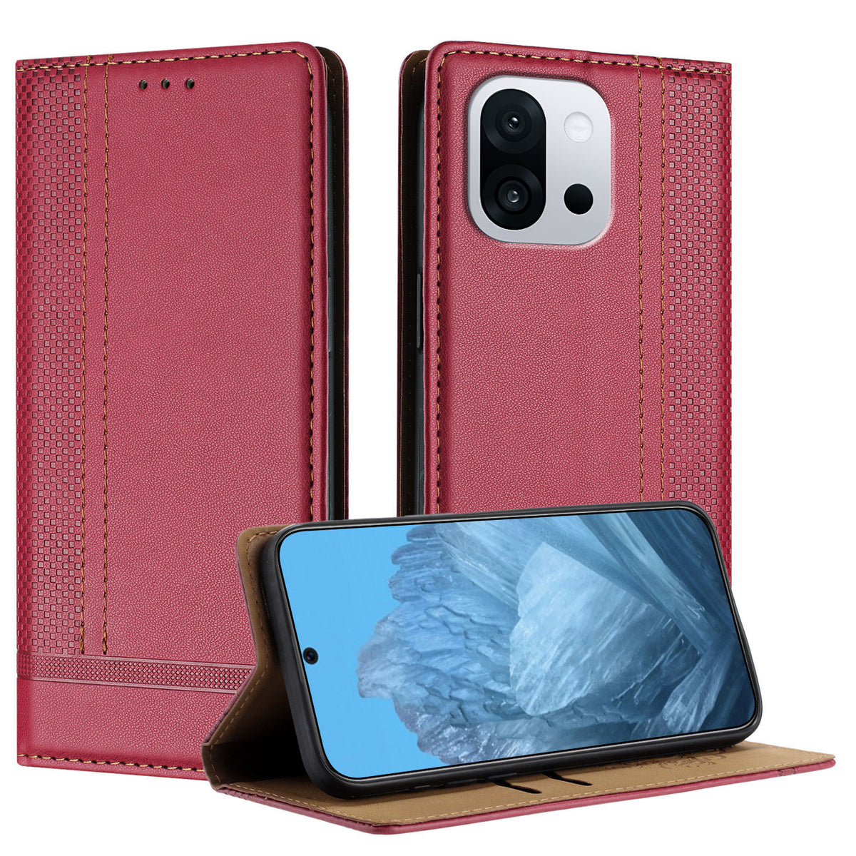 For OnePlus 13T 5G Case L-Shaped Grid Pattern Leather Stand Phone Cover with Card Slots