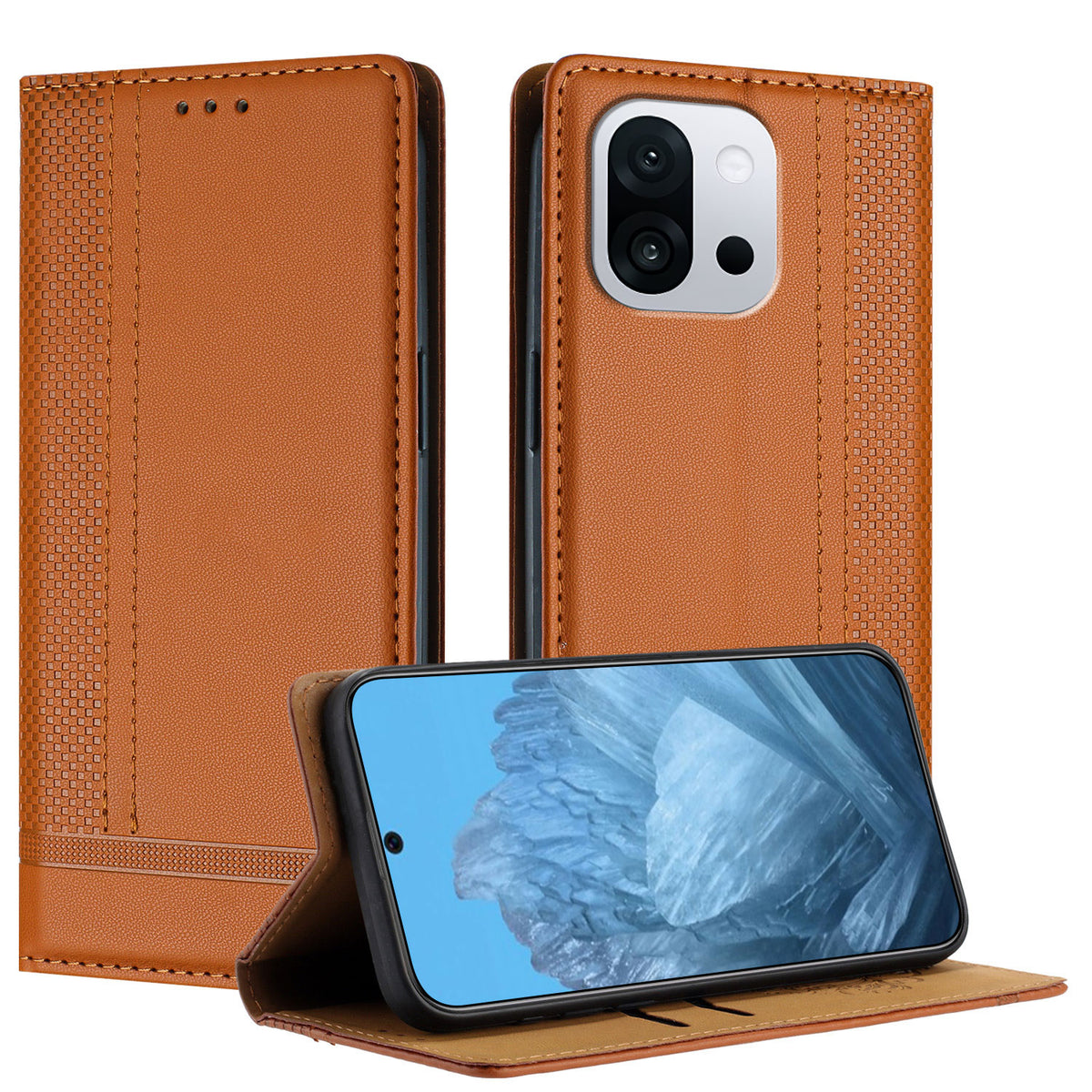 For OnePlus 13T 5G Case L-Shaped Grid Pattern Leather Stand Phone Cover with Card Slots