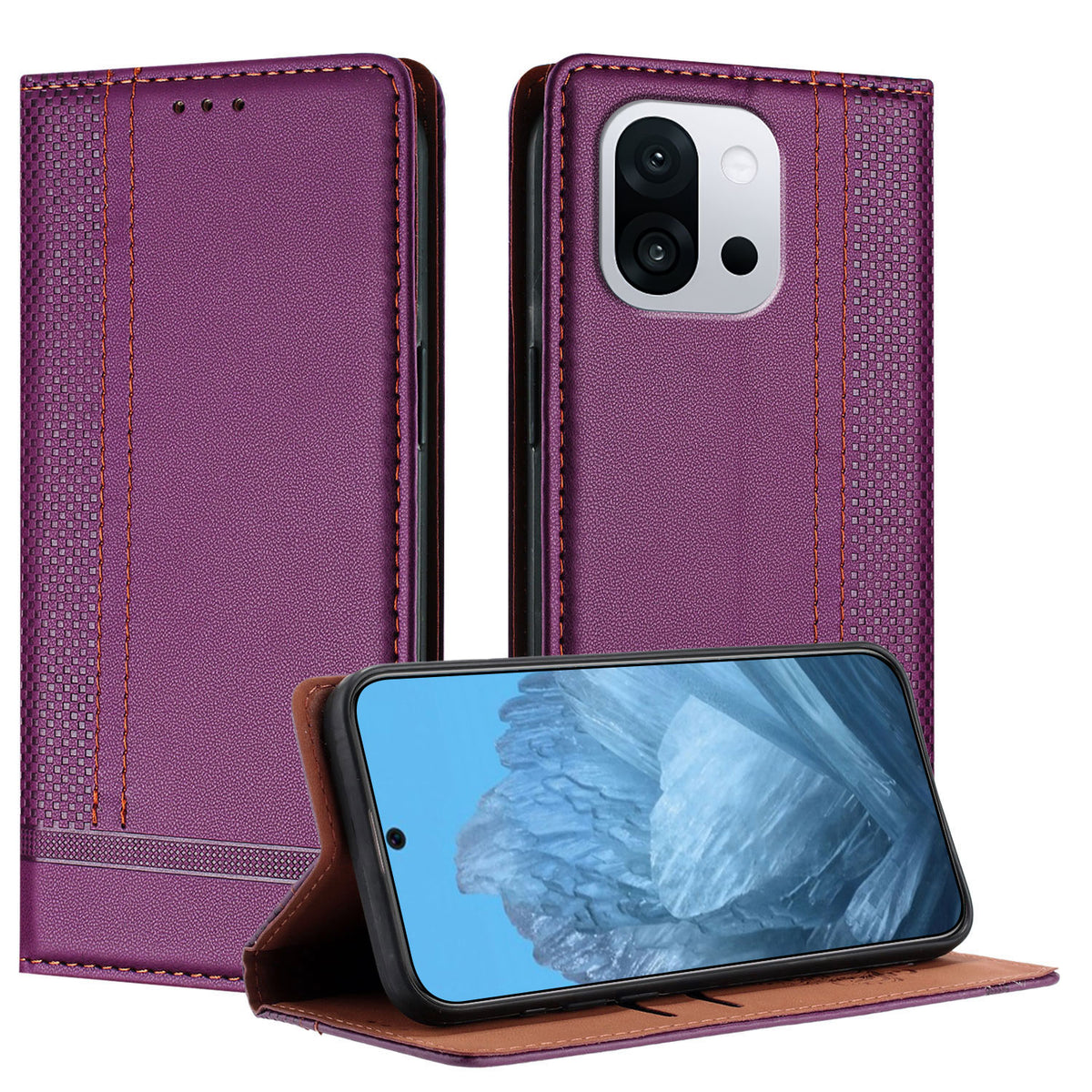 For OnePlus 13T 5G Case L-Shaped Grid Pattern Leather Stand Phone Cover with Card Slots