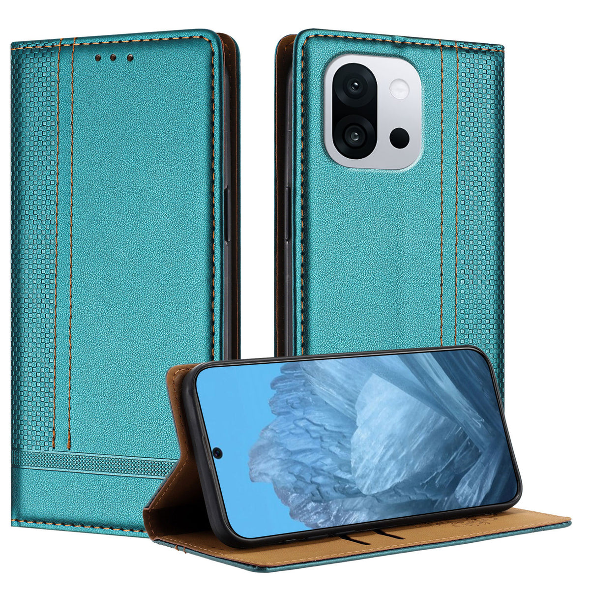 For OnePlus 13T 5G Case L-Shaped Grid Pattern Leather Stand Phone Cover with Card Slots