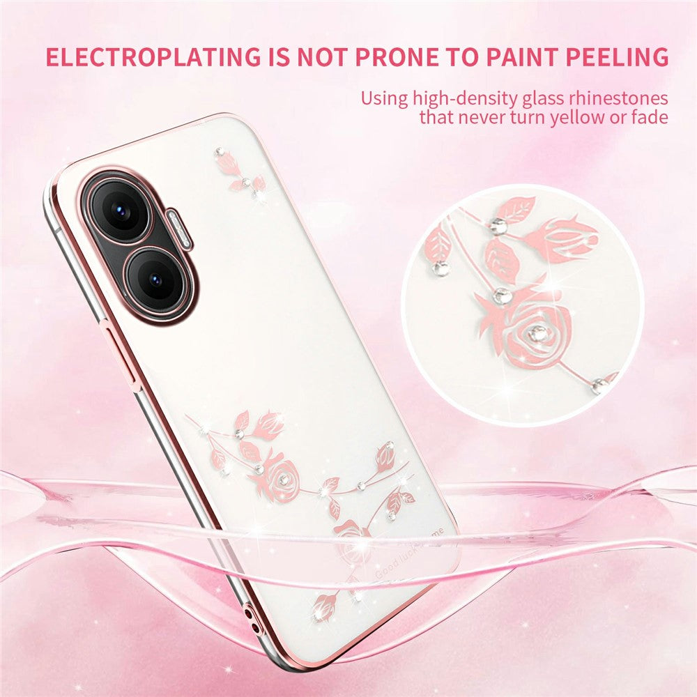 KADEM För Xiaomi Redmi Turbo 4 Pro 5G / Poco F7 5G Skal Blomma Strass Dekor TPU mobilskal