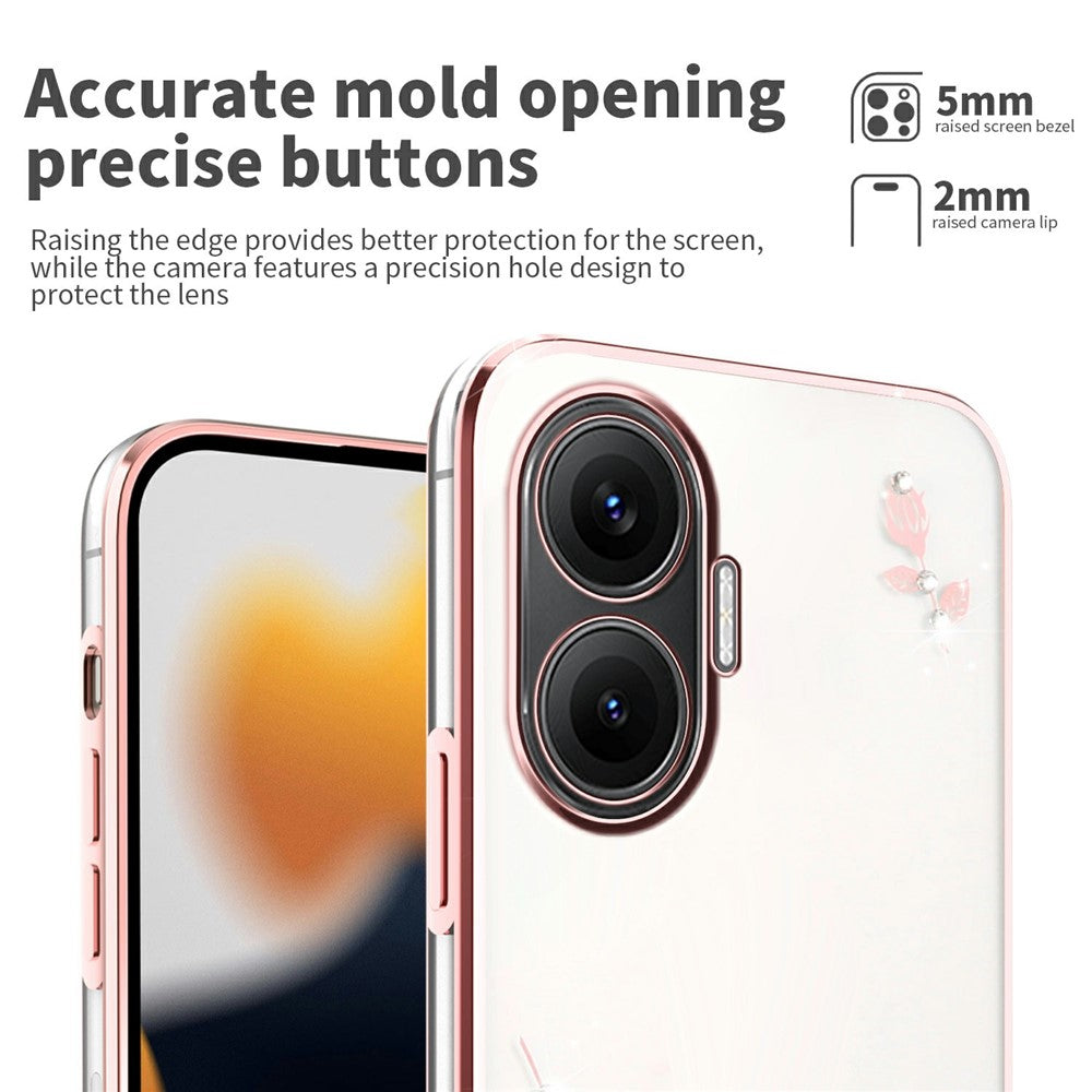 KADEM För Xiaomi Redmi Turbo 4 Pro 5G / Poco F7 5G Skal Blomma Strass Dekor TPU mobilskal