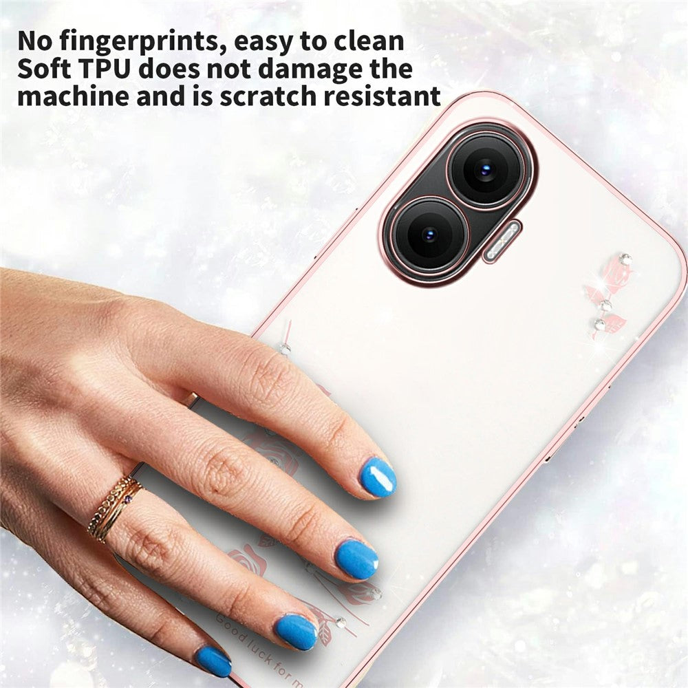 KADEM För Xiaomi Redmi Turbo 4 Pro 5G / Poco F7 5G Skal Blomma Strass Dekor TPU mobilskal