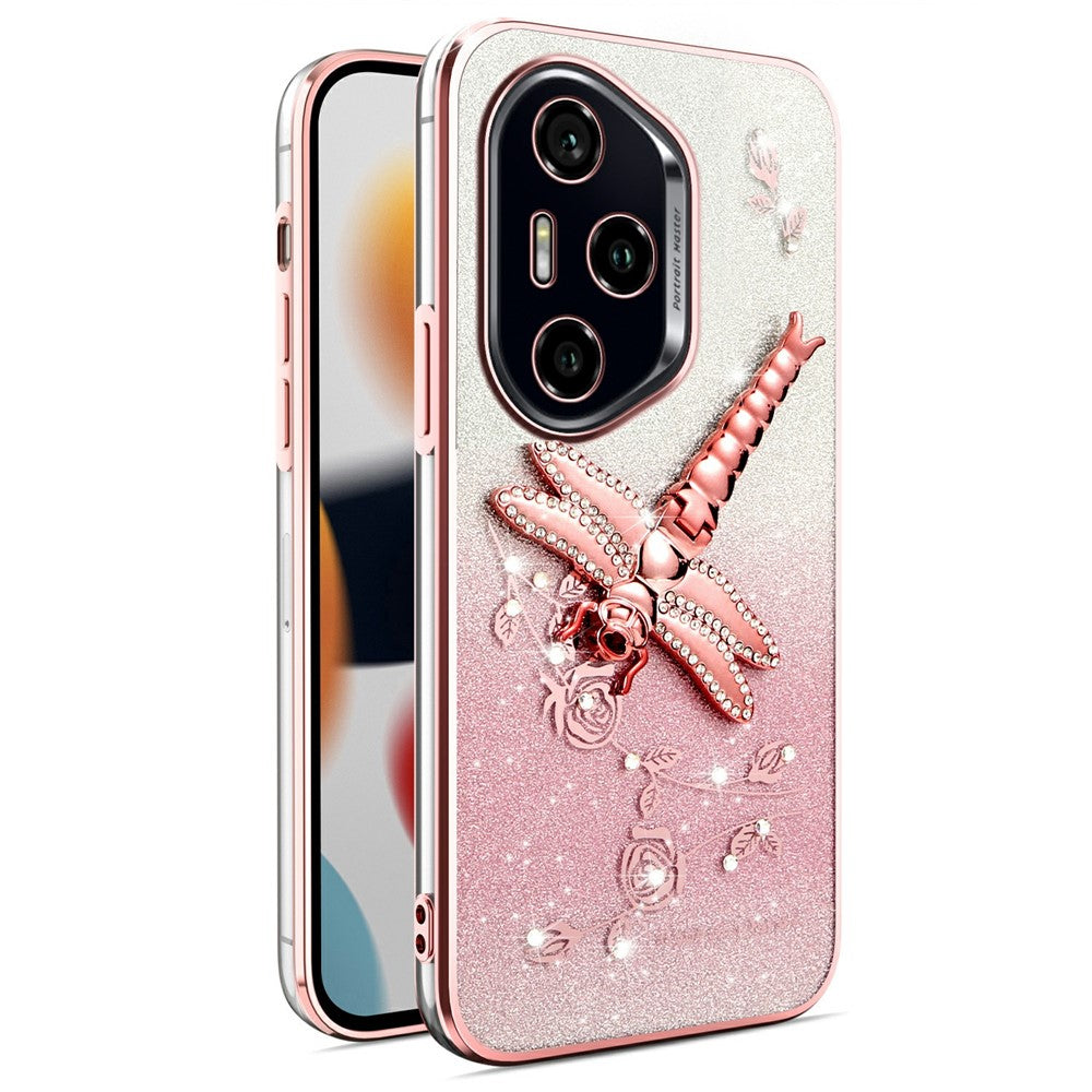 KADEM For Honor 400 Pro 5G (Global) Cover Guldsmed Ben TPU Blomster Glitter Telefoncover