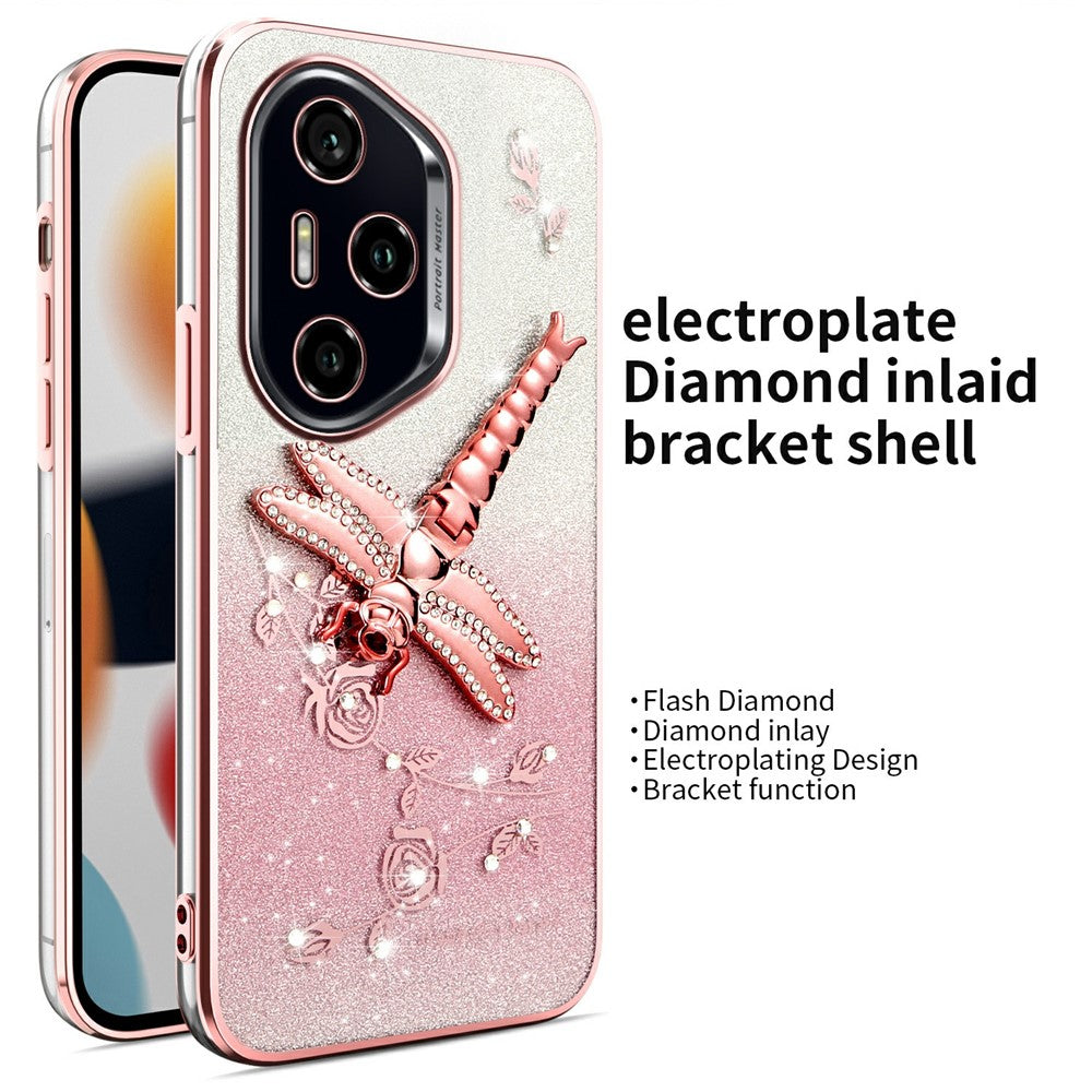 KADEM For Honor 400 Pro 5G (Global) Cover Guldsmed Ben TPU Blomster Glitter Telefoncover