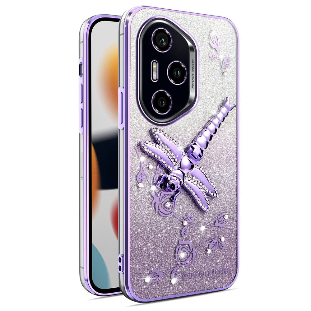 KADEM For Honor 400 Pro 5G (Global) Cover Guldsmed Ben TPU Blomster Glitter Telefoncover