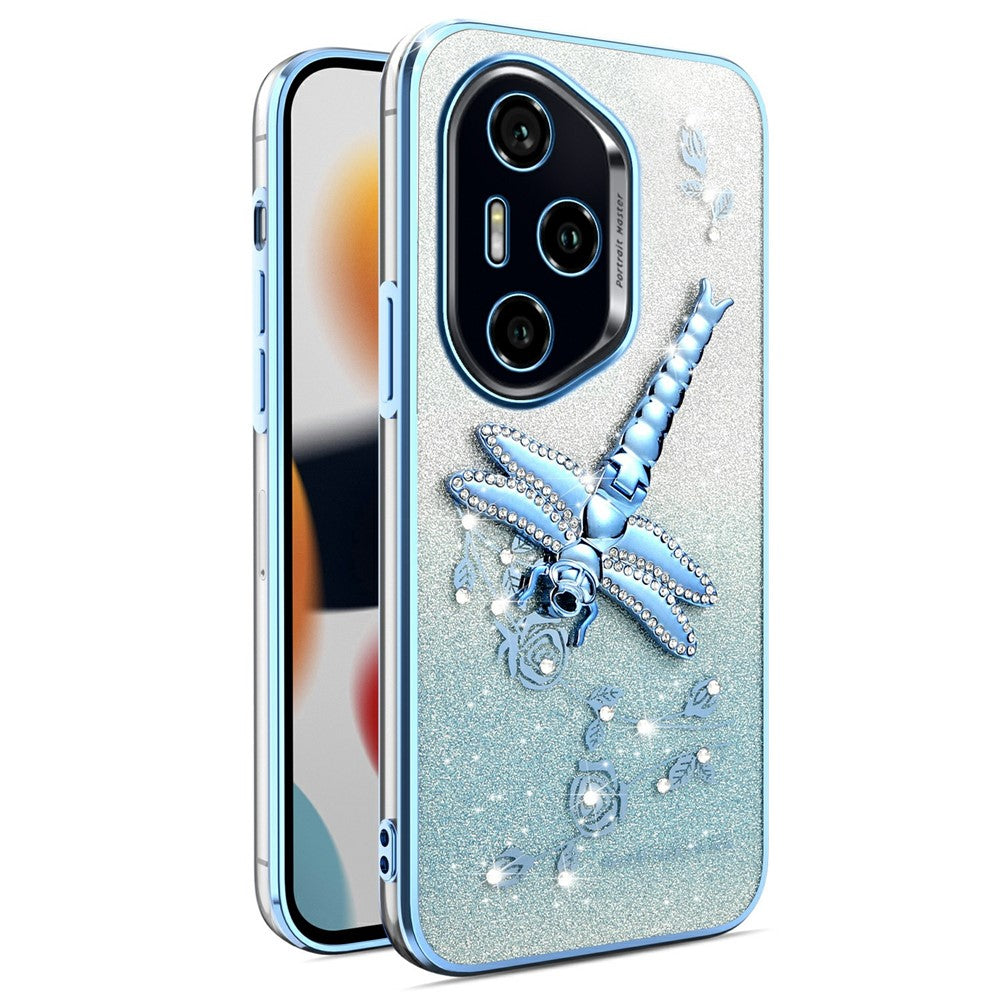 KADEM For Honor 400 Pro 5G (Global) Cover Guldsmed Ben TPU Blomster Glitter Telefoncover
