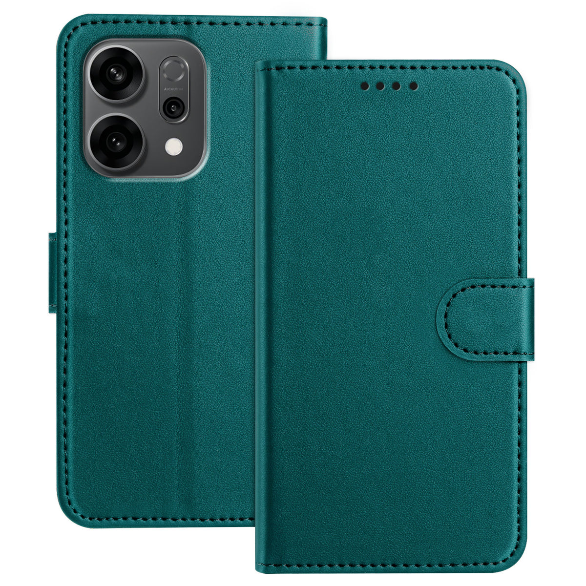 Til Oppo Reno14 F 5G Læder Cover Pung Stativ Ensfarvet Anti-fald Telefoncover