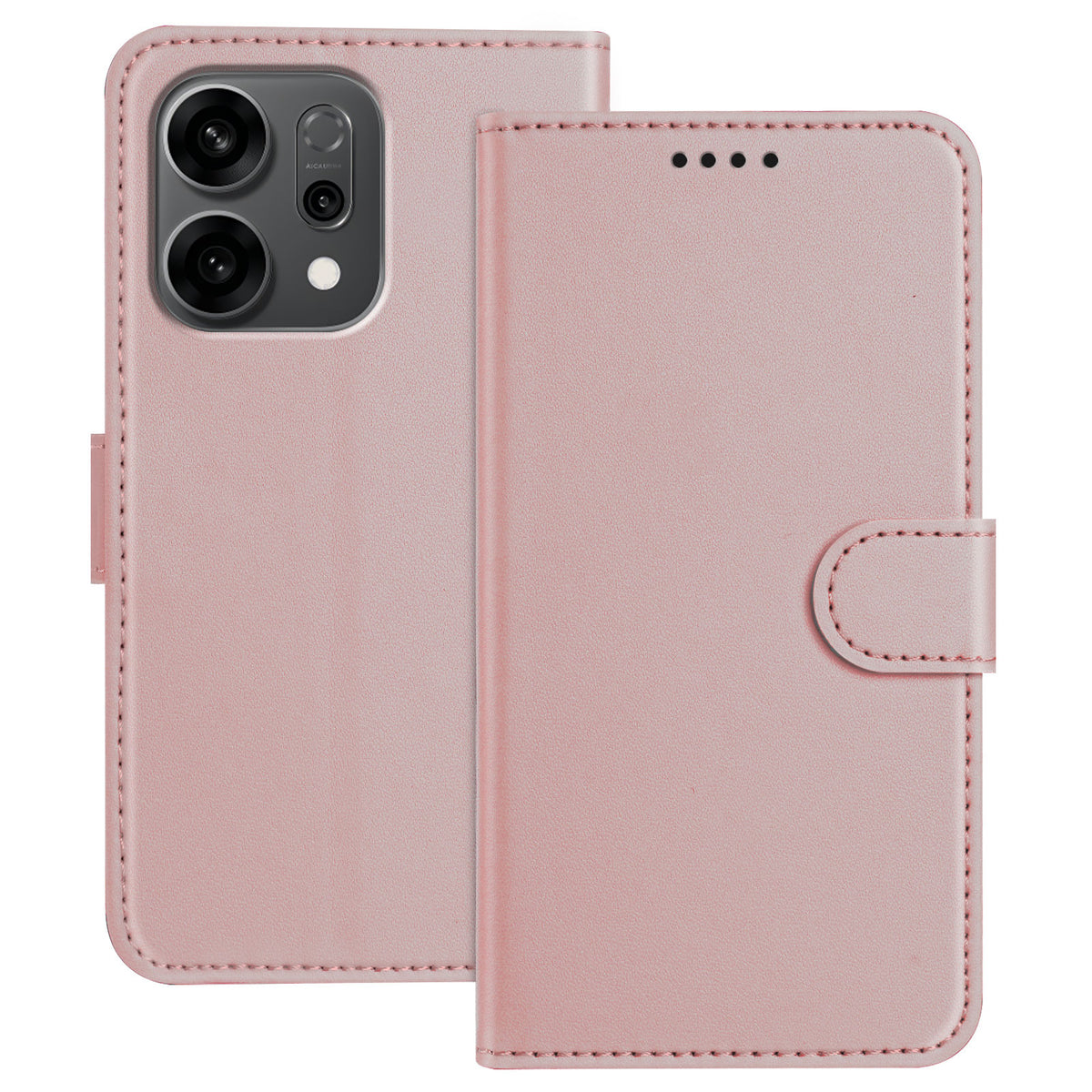 Til Oppo Reno14 F 5G Læder Cover Pung Stativ Ensfarvet Anti-fald Telefoncover