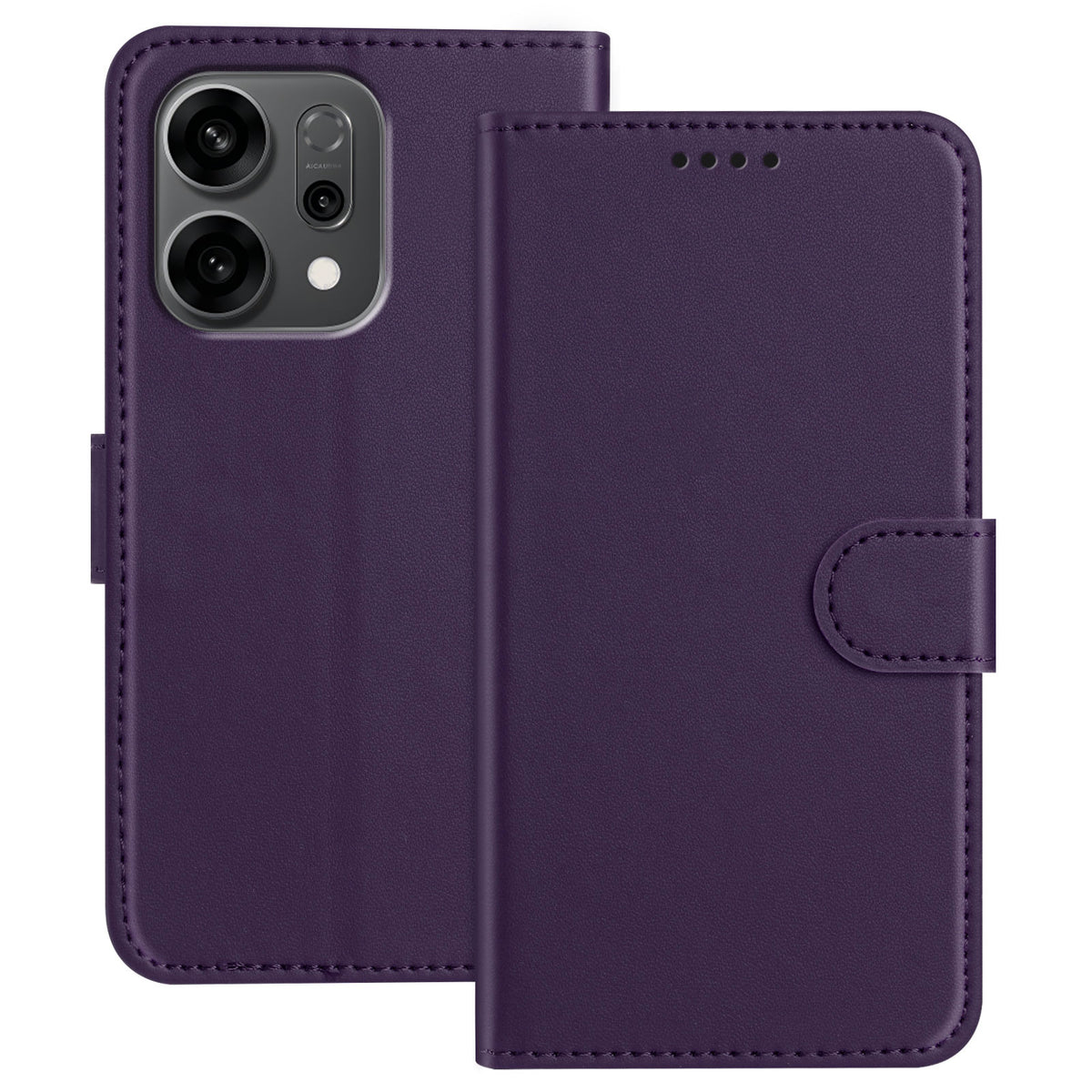 Til Oppo Reno14 F 5G Læder Cover Pung Stativ Ensfarvet Anti-fald Telefoncover