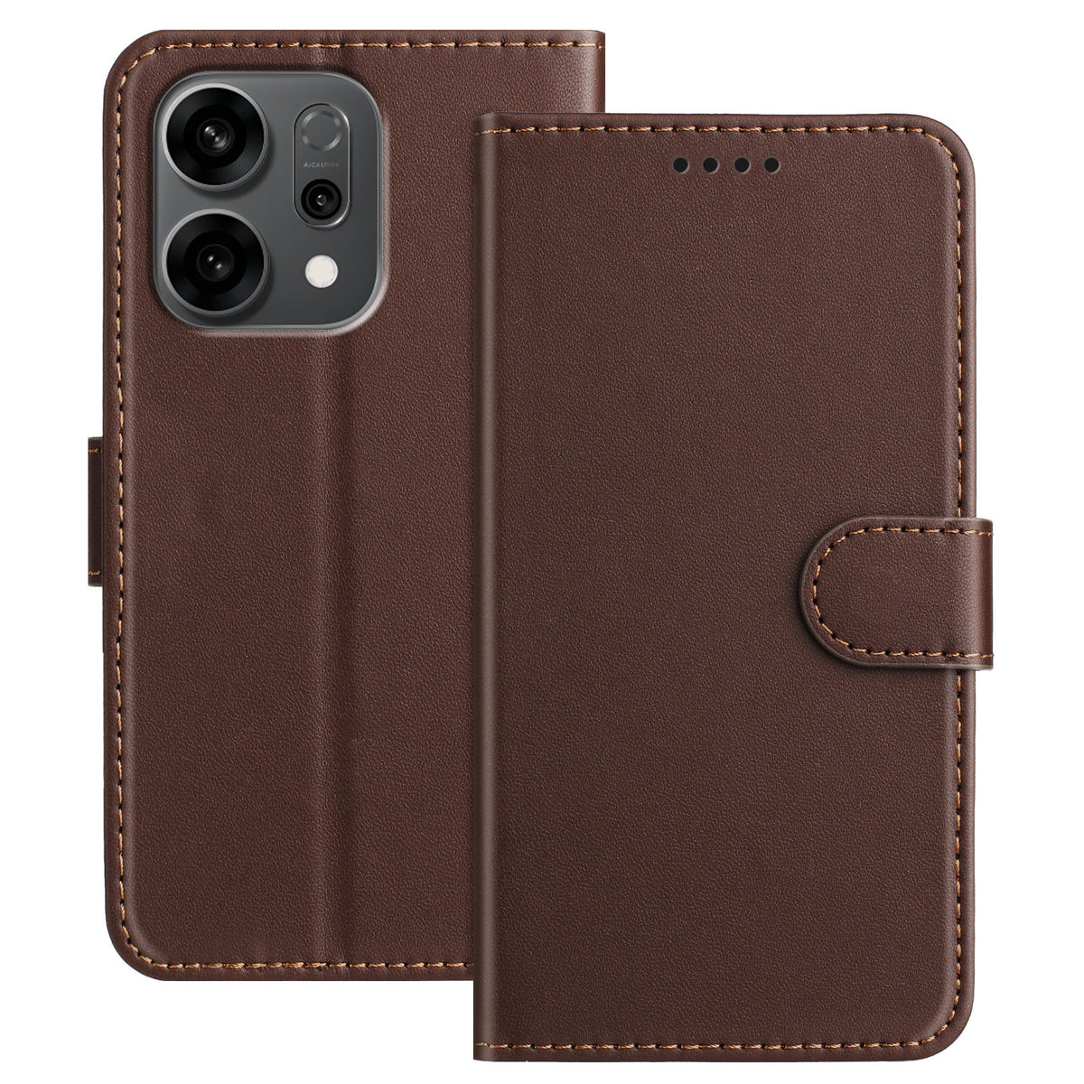 Til Oppo Reno14 F 5G Læder Cover Pung Stativ Ensfarvet Anti-fald Telefoncover