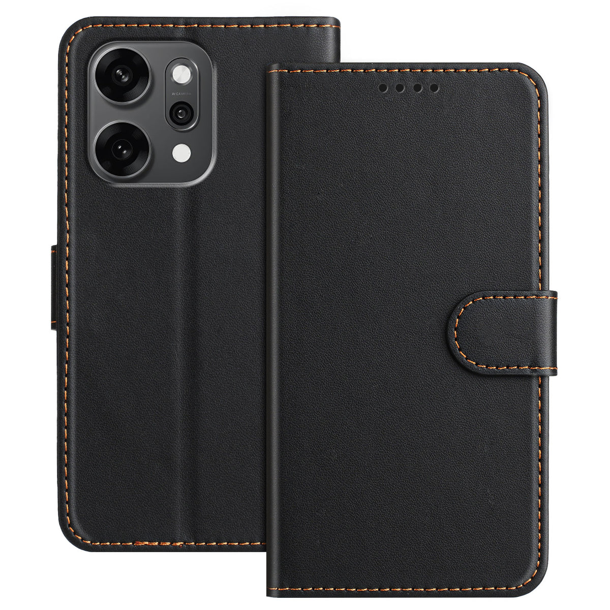 Oppo Reno14 Pro 5G (Kina) / Oppo Reno14 Pro 5G (Global) Läderfodral Plånboksfodral Enfärgat Fallskyddande mobilskal