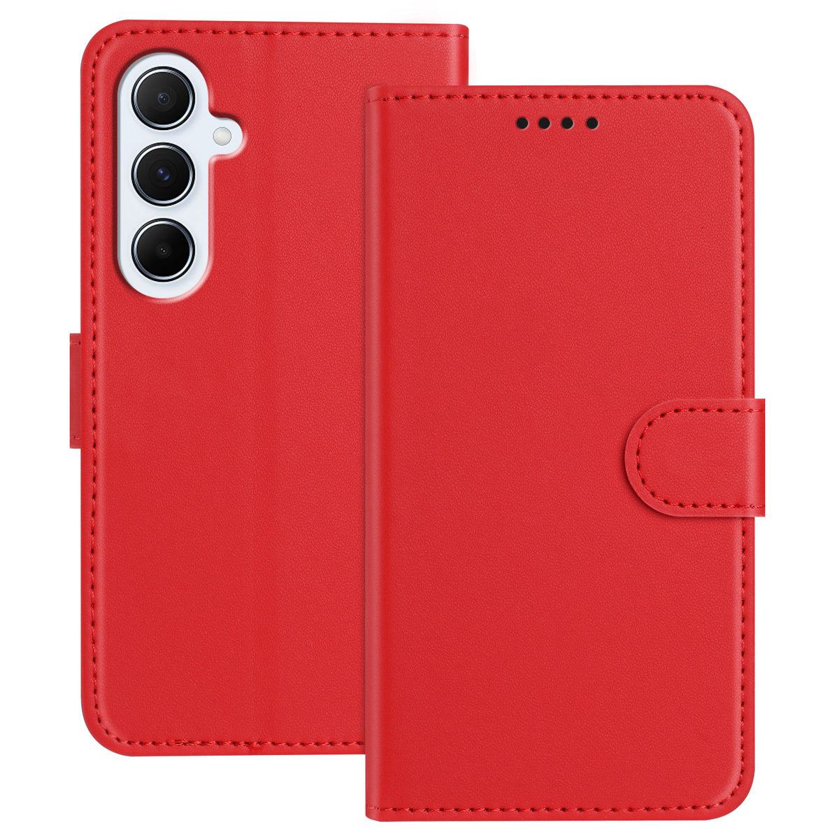 For Samsung Galaxy A17 Leather Case Wallet Stand Solid Color Anti Drop Phone Cover