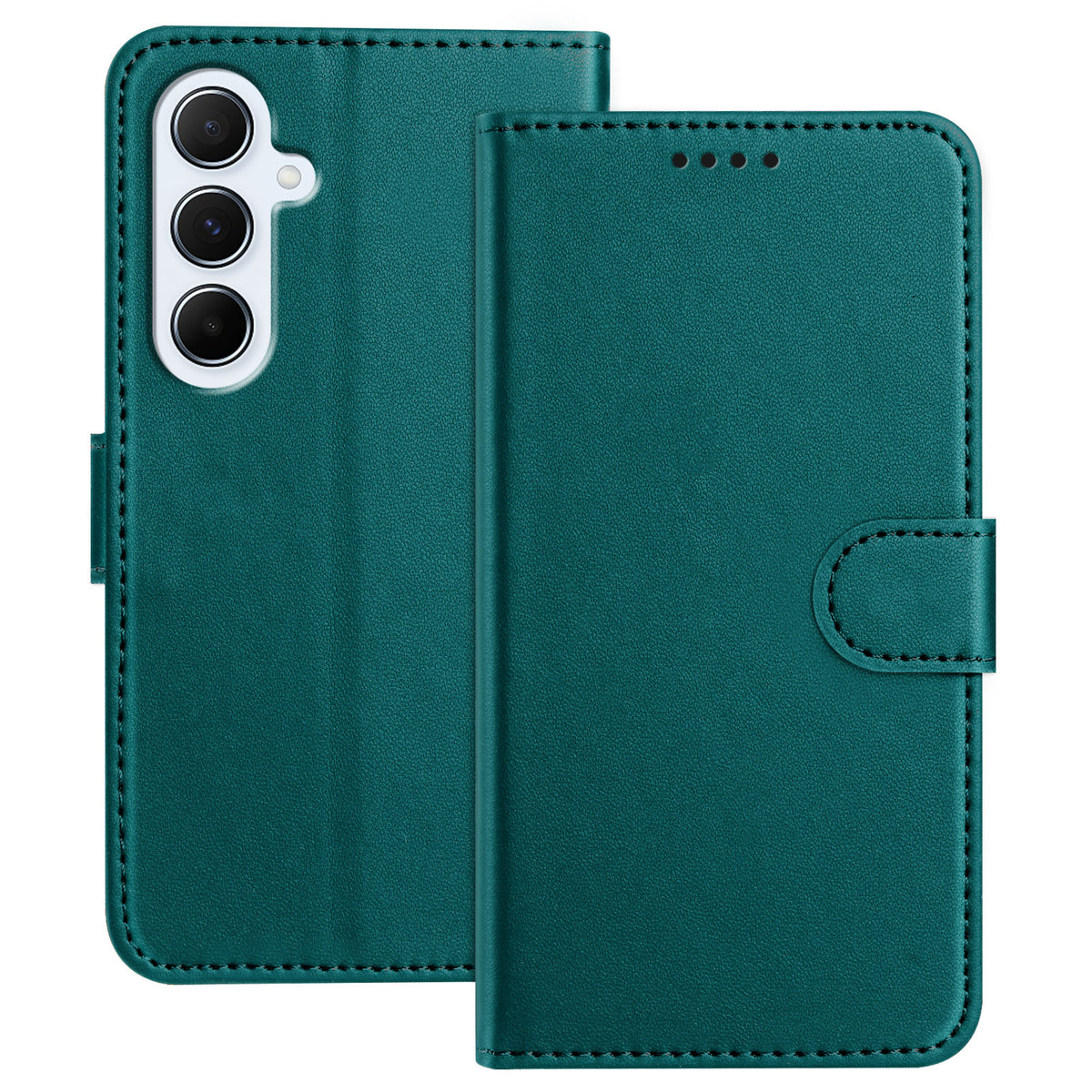 For Samsung Galaxy A17 Leather Case Wallet Stand Solid Color Anti Drop Phone Cover