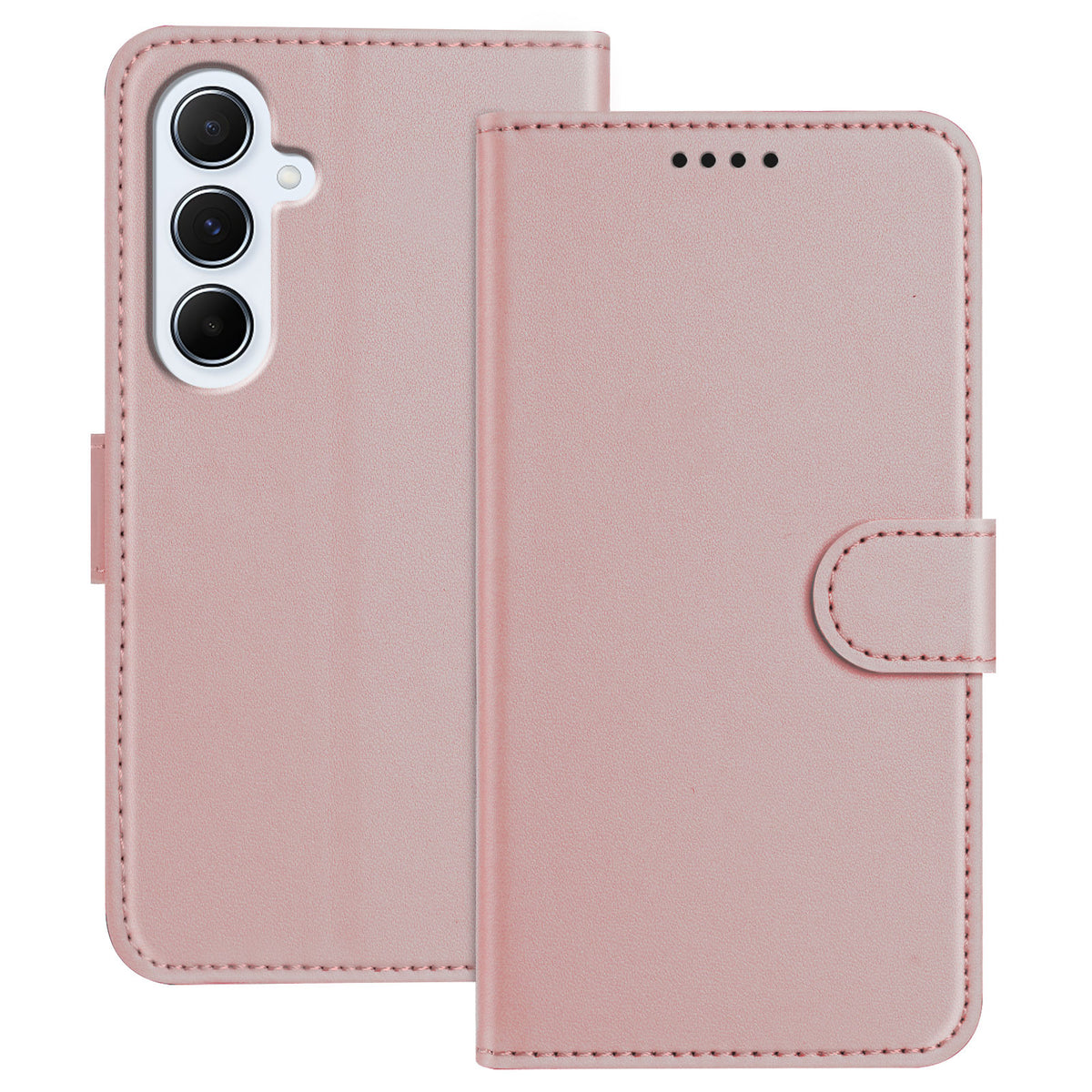 For Samsung Galaxy A17 Leather Case Wallet Stand Solid Color Anti Drop Phone Cover