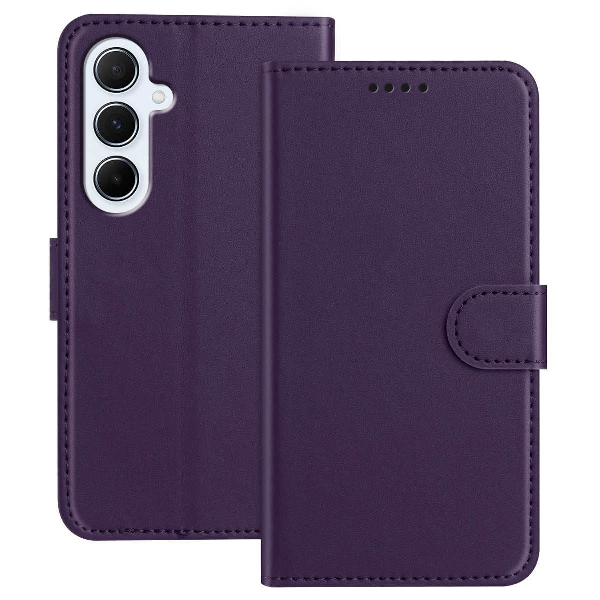For Samsung Galaxy A17 Leather Case Wallet Stand Solid Color Anti Drop Phone Cover