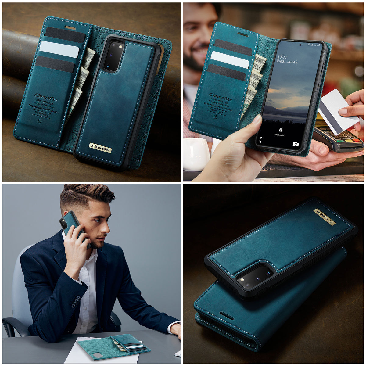 CASEME For Samsung Galaxy S20 4G / Galaxy S20 5G Case C49 Magnetic Case RFID Blocking Detachable Wallet Leather Phone Cover
