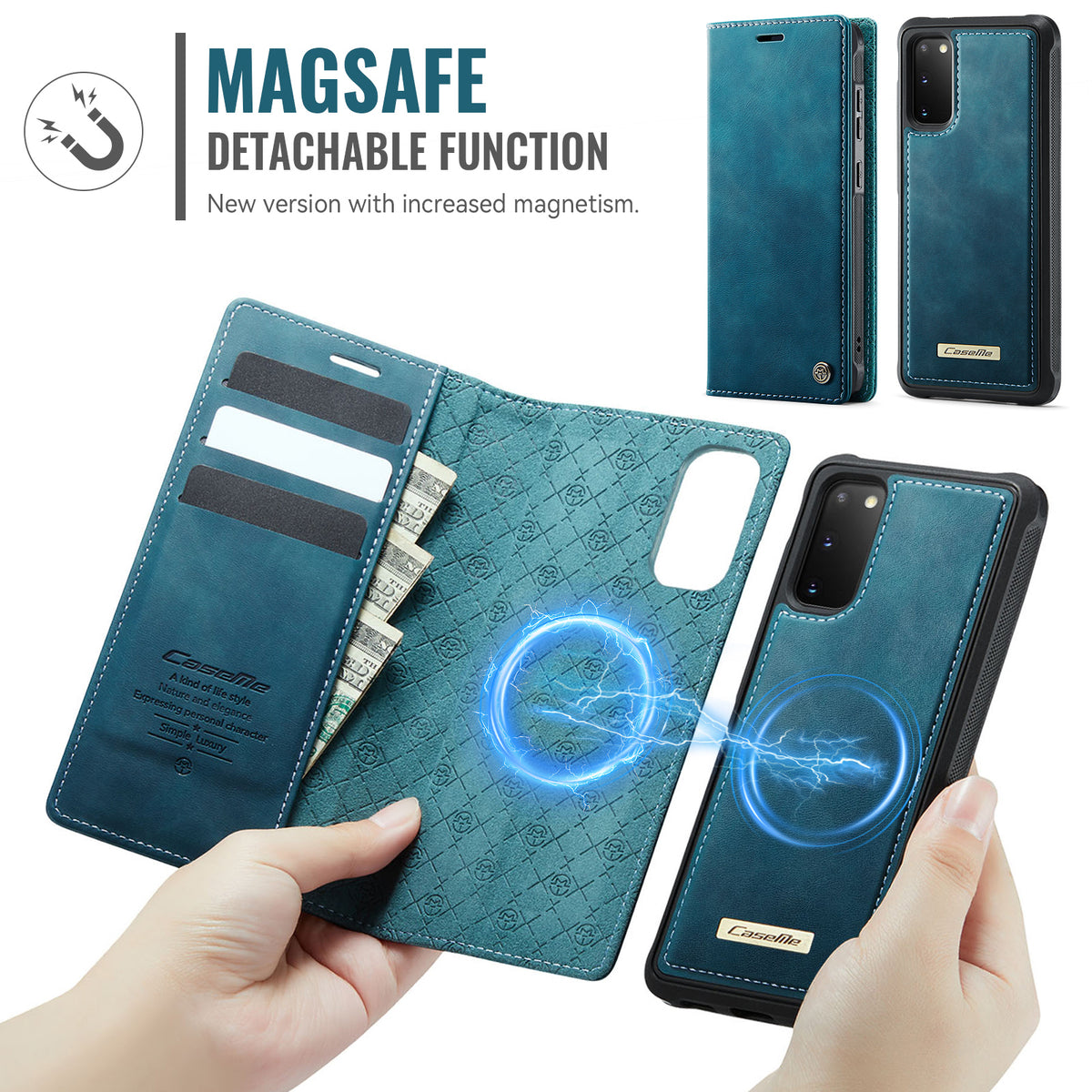 CASEME For Samsung Galaxy S20 4G / Galaxy S20 5G Case C49 Magnetic Case RFID Blocking Detachable Wallet Leather Phone Cover