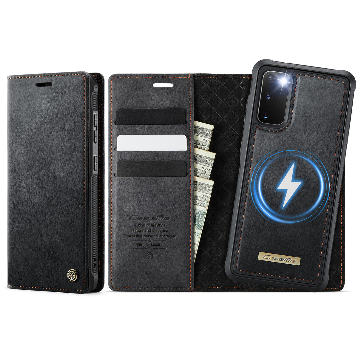CASEME For Samsung Galaxy S20 4G / Galaxy S20 5G Case C49 Magnetic Case RFID Blocking Detachable Wallet Leather Phone Cover