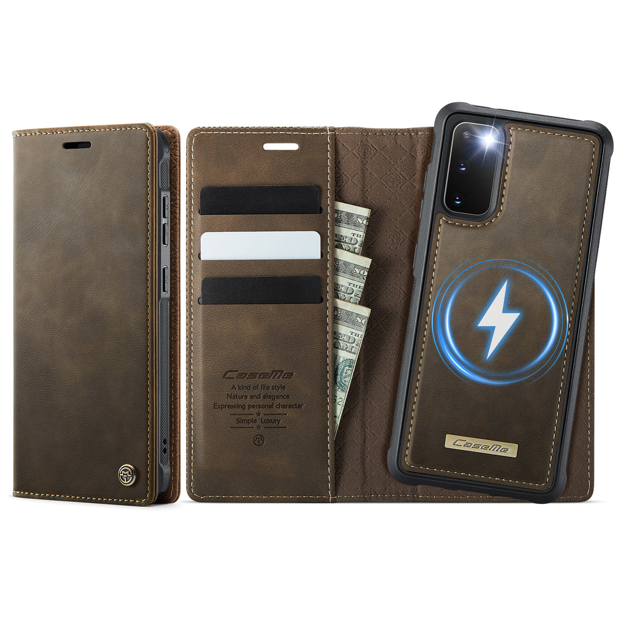 CASEME For Samsung Galaxy S20 4G / Galaxy S20 5G Case C49 Magnetic Case RFID Blocking Detachable Wallet Leather Phone Cover