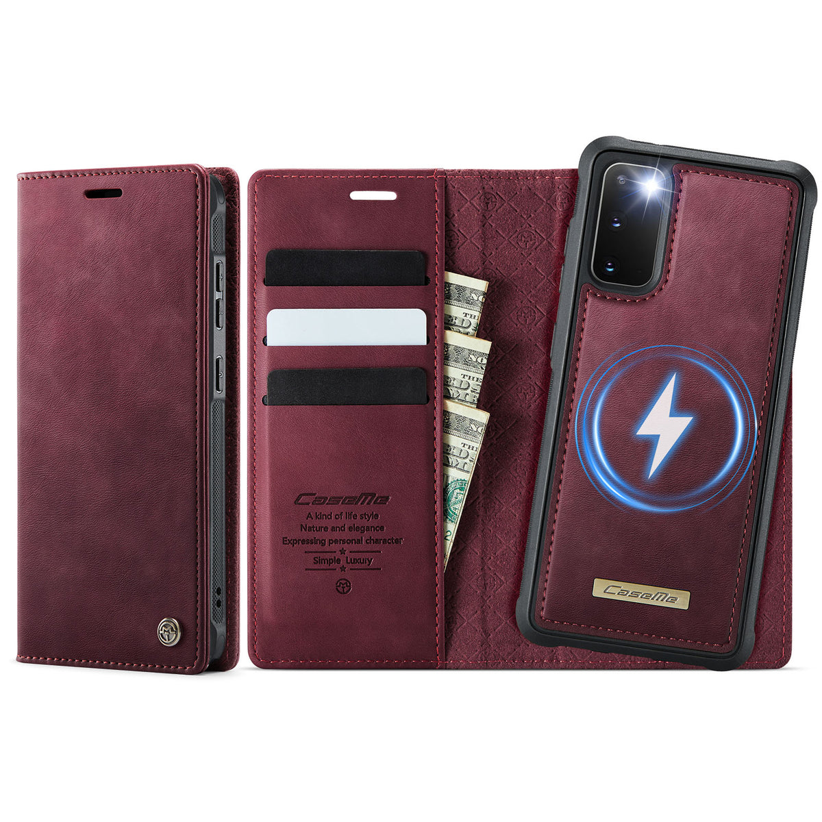 CASEME For Samsung Galaxy S20 4G / Galaxy S20 5G Case C49 Magnetic Case RFID Blocking Detachable Wallet Leather Phone Cover