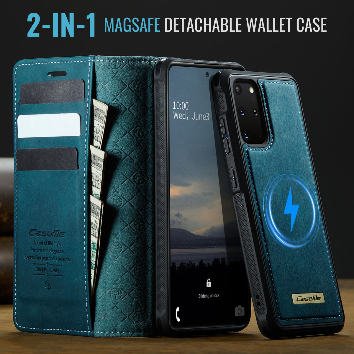 CASEME Til Samsung Galaxy S20 Plus 5G Cover C49 Magnetisk Cover RFID Blokerende Aftagelig Pung Læder Telefon Cover