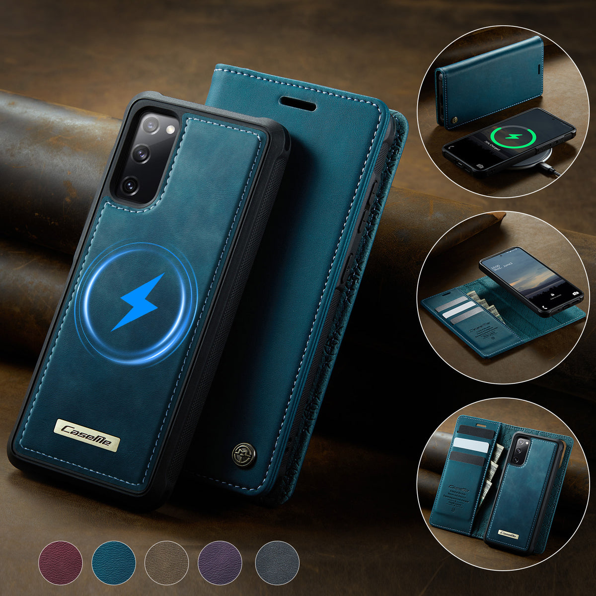 CASEME For Samsung Galaxy S20 FE 5G Case  C49 Magnetic Case RFID Blocking Detachable Wallet Leather Phone Cover