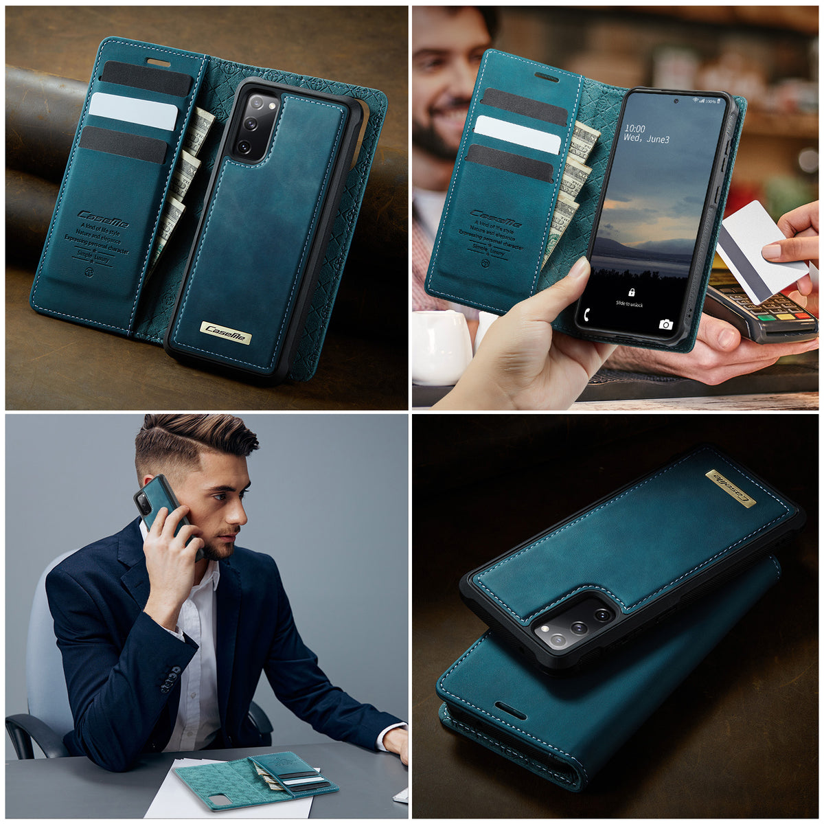 CASEME For Samsung Galaxy S20 FE 5G Case  C49 Magnetic Case RFID Blocking Detachable Wallet Leather Phone Cover