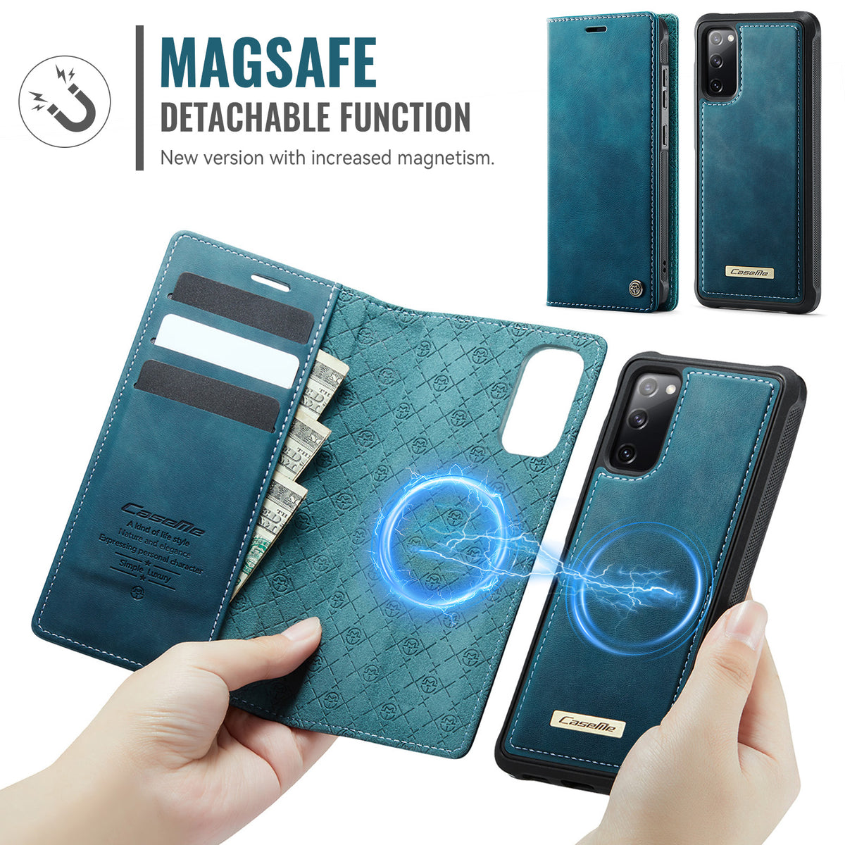 CASEME For Samsung Galaxy S20 FE 5G Case  C49 Magnetic Case RFID Blocking Detachable Wallet Leather Phone Cover