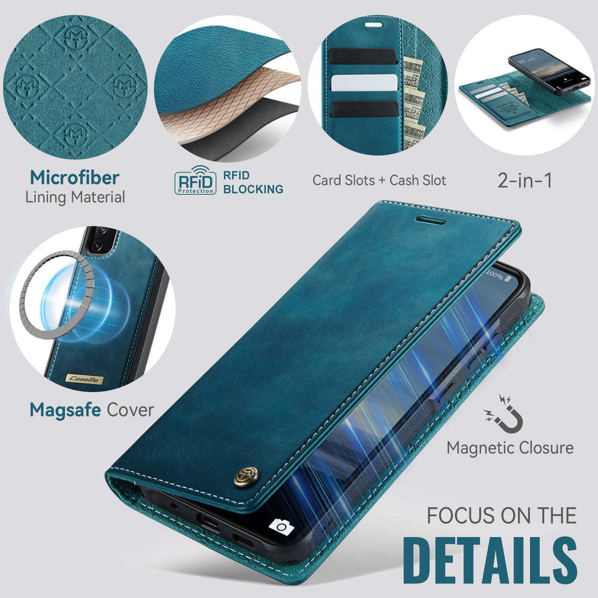 CASEME For Samsung Galaxy S20 FE 5G Case  C49 Magnetic Case RFID Blocking Detachable Wallet Leather Phone Cover