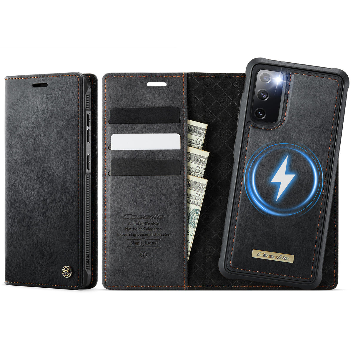 CASEME For Samsung Galaxy S20 FE 5G Case  C49 Magnetic Case RFID Blocking Detachable Wallet Leather Phone Cover