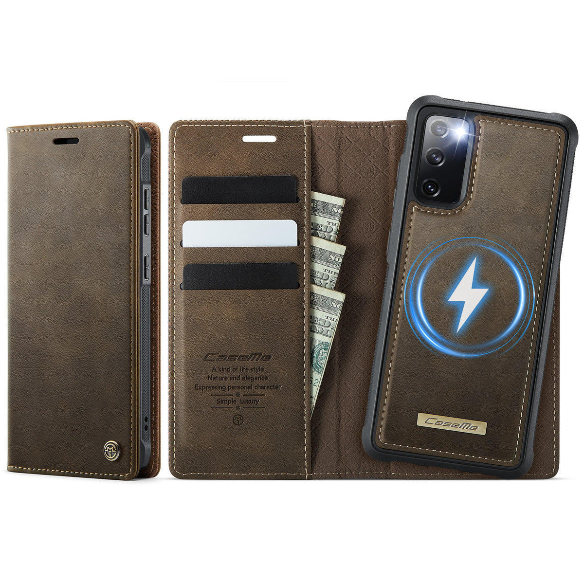 CASEME For Samsung Galaxy S20 FE 5G Case  C49 Magnetic Case RFID Blocking Detachable Wallet Leather Phone Cover