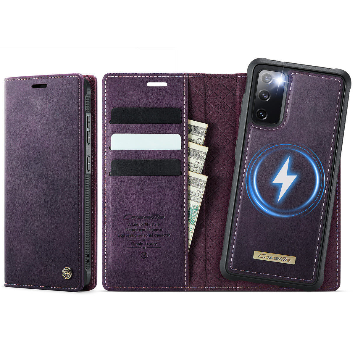 CASEME For Samsung Galaxy S20 FE 5G Case  C49 Magnetic Case RFID Blocking Detachable Wallet Leather Phone Cover