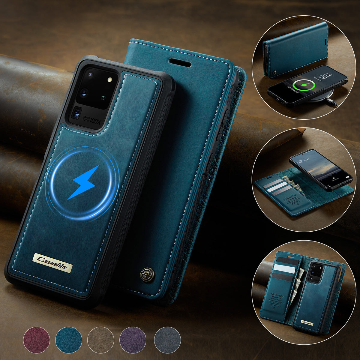 CASEME For Samsung Galaxy S20 Ultra Case  C49 Magnetic Case RFID Blocking Detachable Wallet Leather Phone Cover