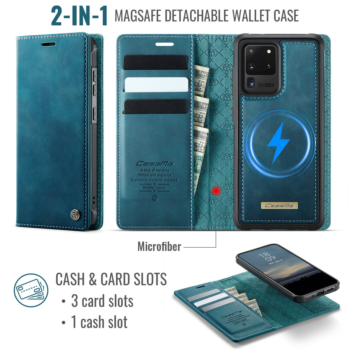 CASEME For Samsung Galaxy S20 Ultra Case  C49 Magnetic Case RFID Blocking Detachable Wallet Leather Phone Cover