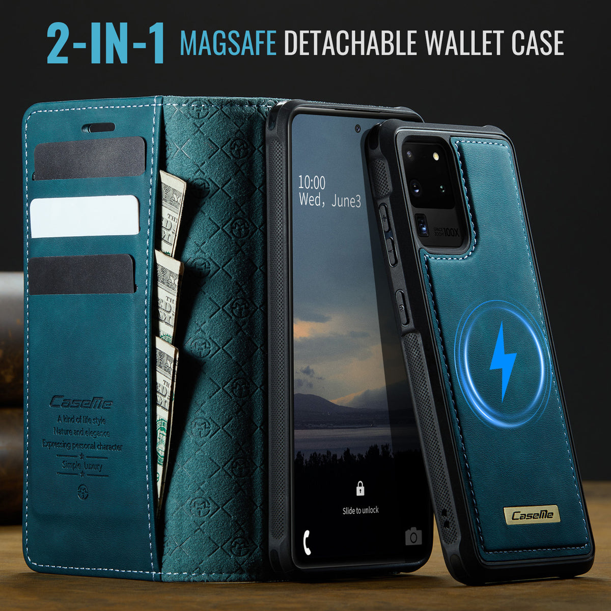 CASEME For Samsung Galaxy S20 Ultra Case  C49 Magnetic Case RFID Blocking Detachable Wallet Leather Phone Cover