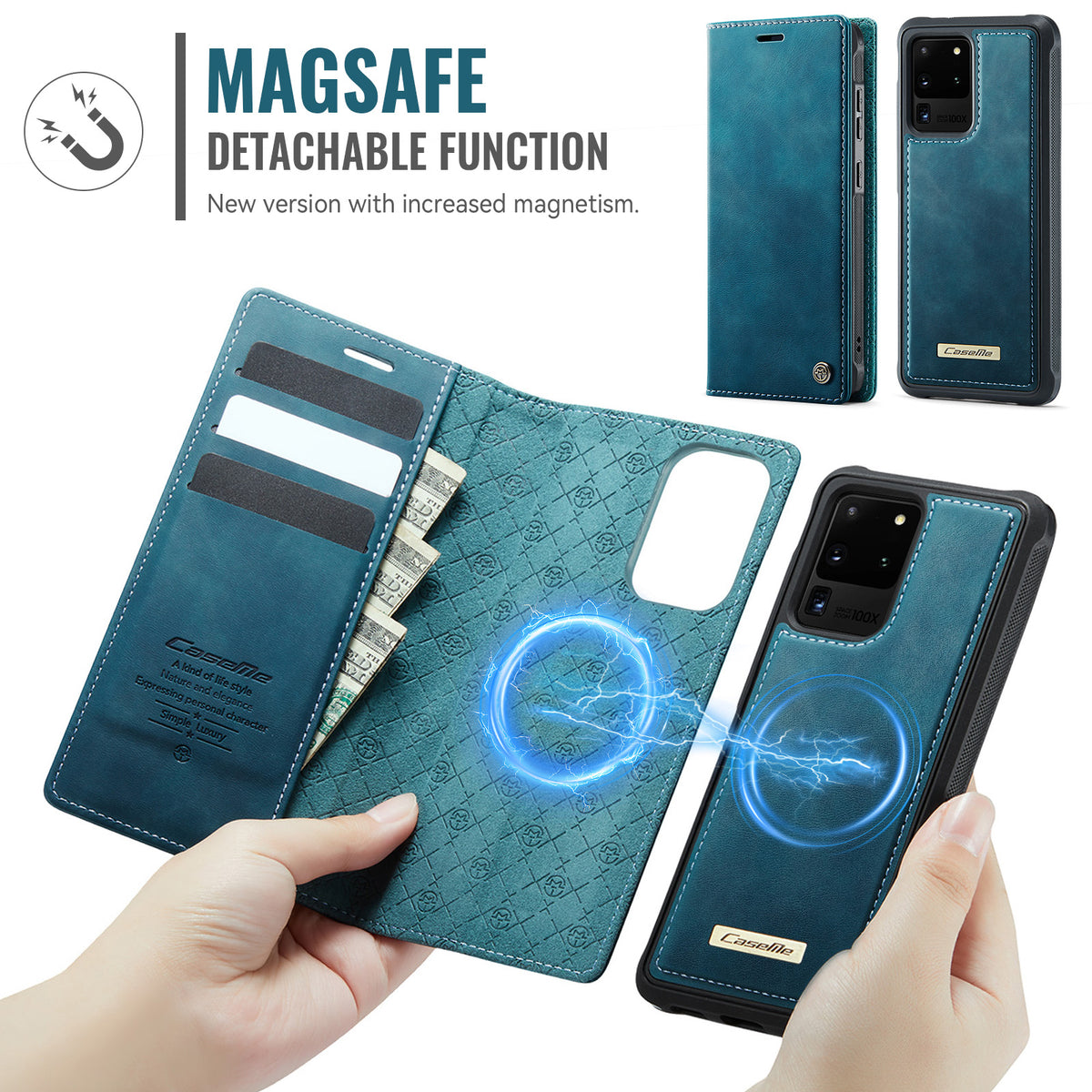 CASEME For Samsung Galaxy S20 Ultra Case  C49 Magnetic Case RFID Blocking Detachable Wallet Leather Phone Cover