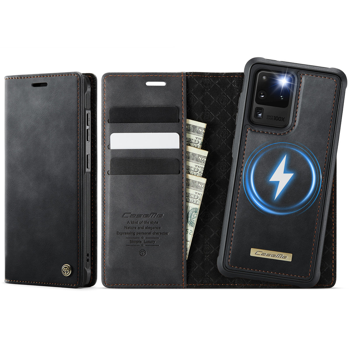 CASEME For Samsung Galaxy S20 Ultra Case  C49 Magnetic Case RFID Blocking Detachable Wallet Leather Phone Cover