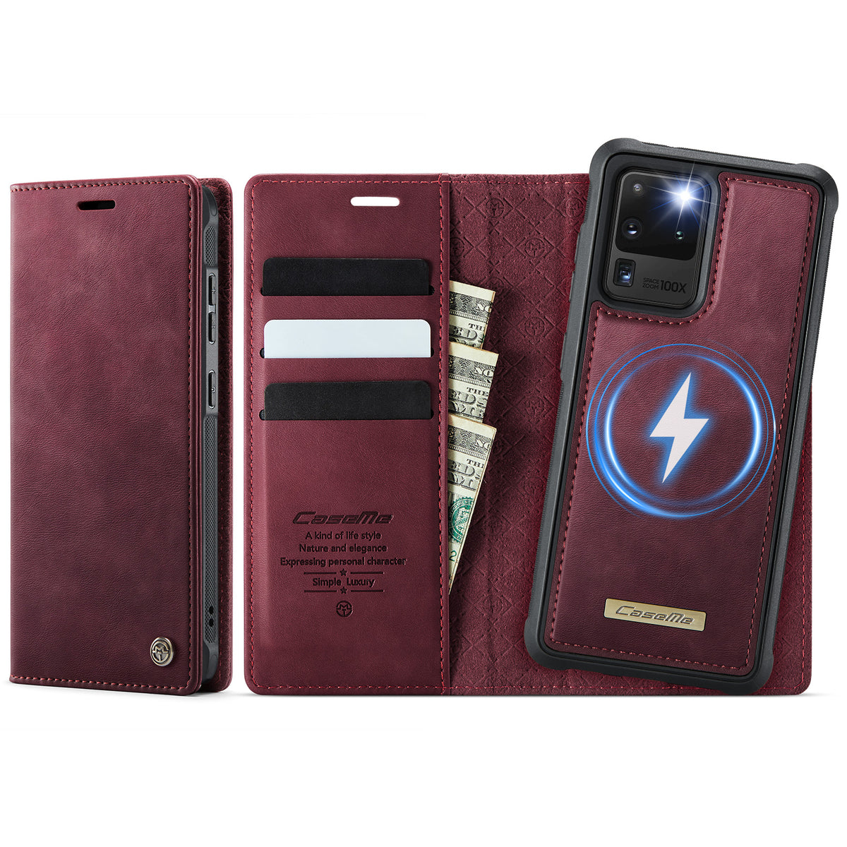 CASEME For Samsung Galaxy S20 Ultra Case  C49 Magnetic Case RFID Blocking Detachable Wallet Leather Phone Cover