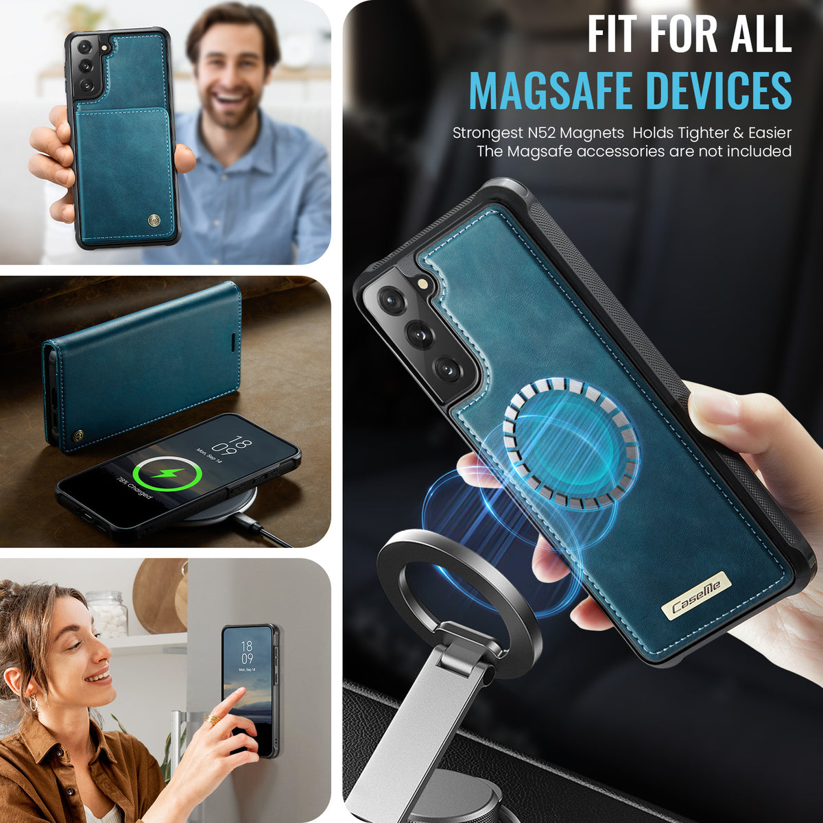 CASEME Til Samsung Galaxy S21 FE 5G Cover C49 Magnetisk Cover RFID Blokerende Aftagelig Pung Læder Telefoncover
