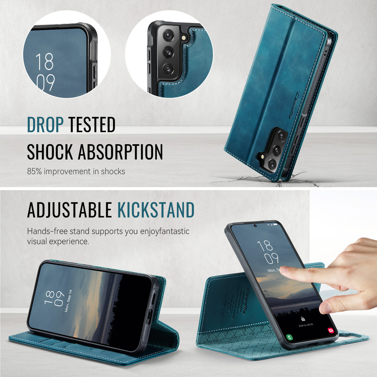 CASEME Til Samsung Galaxy S21 FE 5G Cover C49 Magnetisk Cover RFID Blokerende Aftagelig Pung Læder Telefoncover