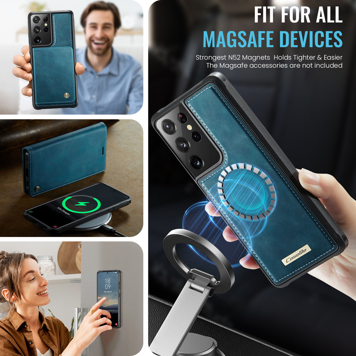 CASEME For Samsung Galaxy S21 Ultra 5G Case  C49 Magnetic Case RFID Blocking Detachable Wallet Leather Phone Cover