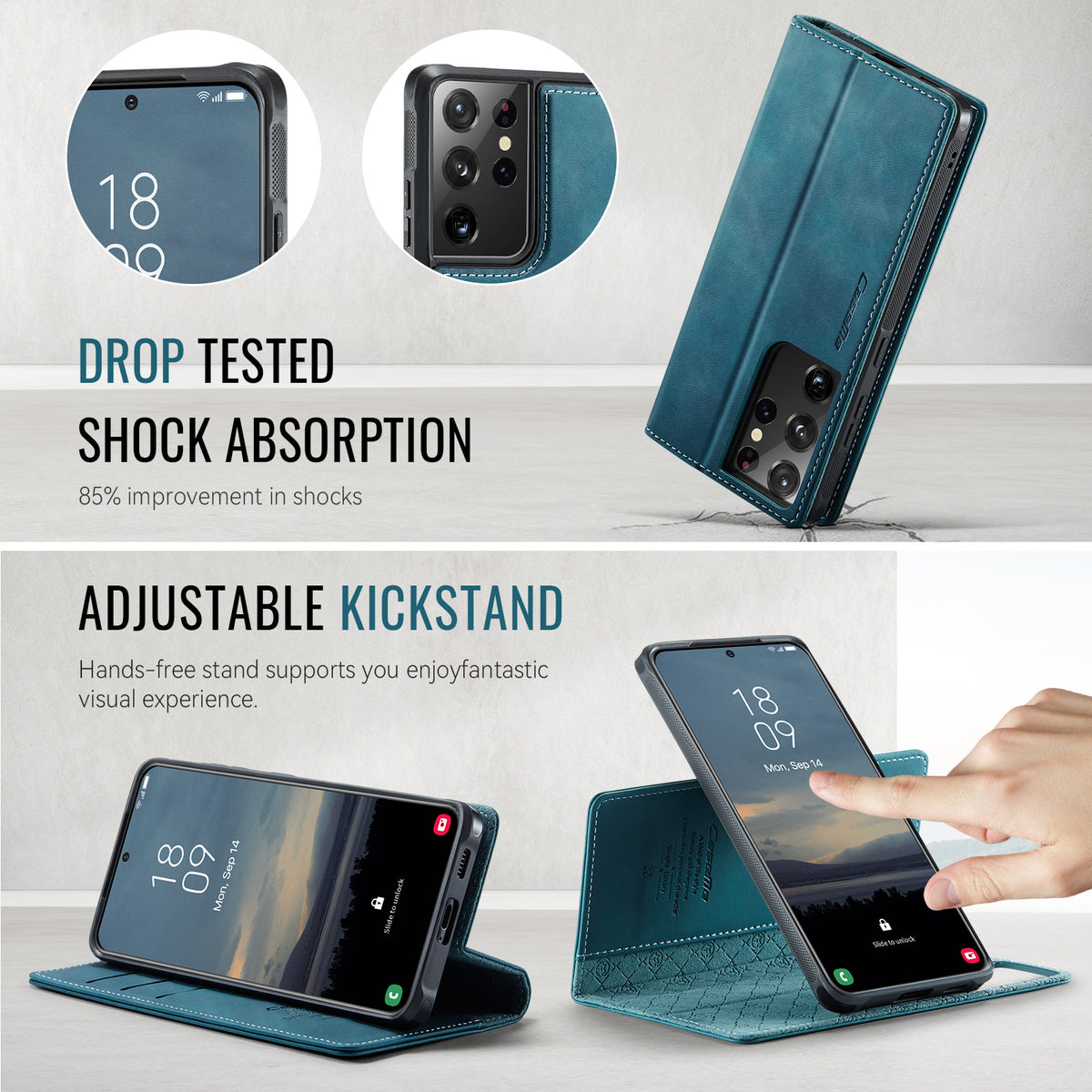 CASEME For Samsung Galaxy S21 Ultra 5G Case C49 Magnetic Case RFID Blocking Detachable Wallet Leather Phone Cover