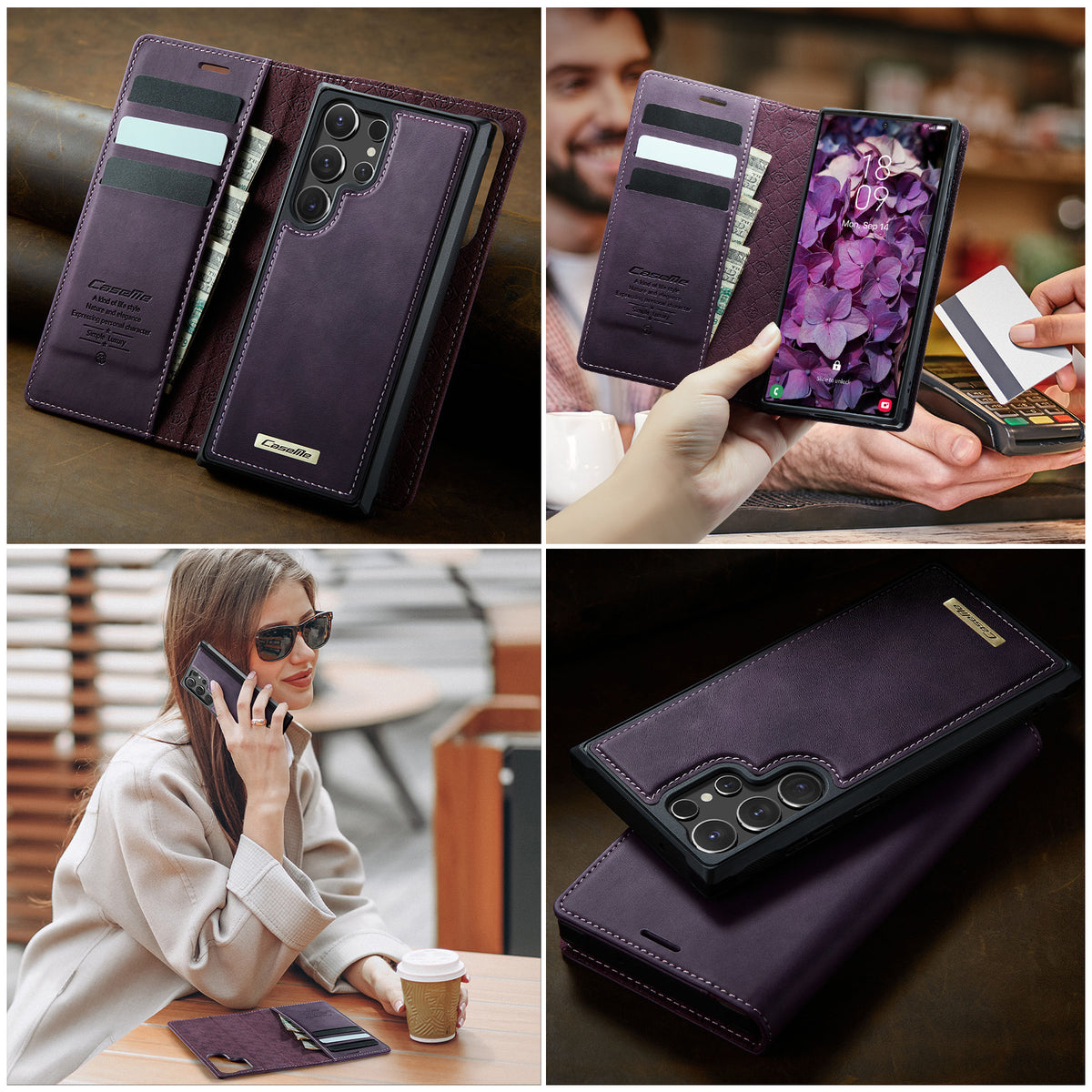 CASEME For Samsung Galaxy S24 Ultra Case  C49 Magnetic Case RFID Blocking Detachable Wallet Leather Phone Cover