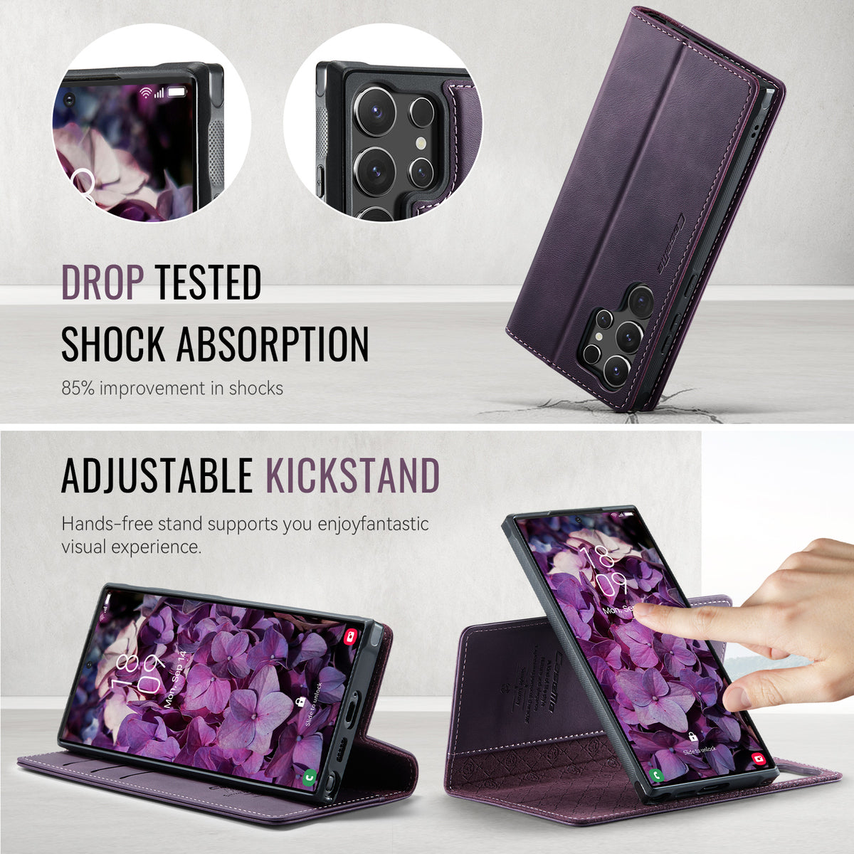 CASEME For Samsung Galaxy S24 Ultra Case  C49 Magnetic Case RFID Blocking Detachable Wallet Leather Phone Cover