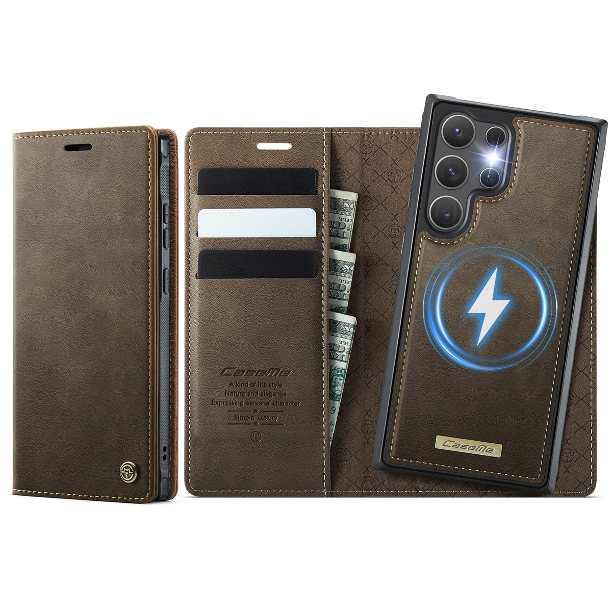 CASEME For Samsung Galaxy S24 Ultra Case  C49 Magnetic Case RFID Blocking Detachable Wallet Leather Phone Cover