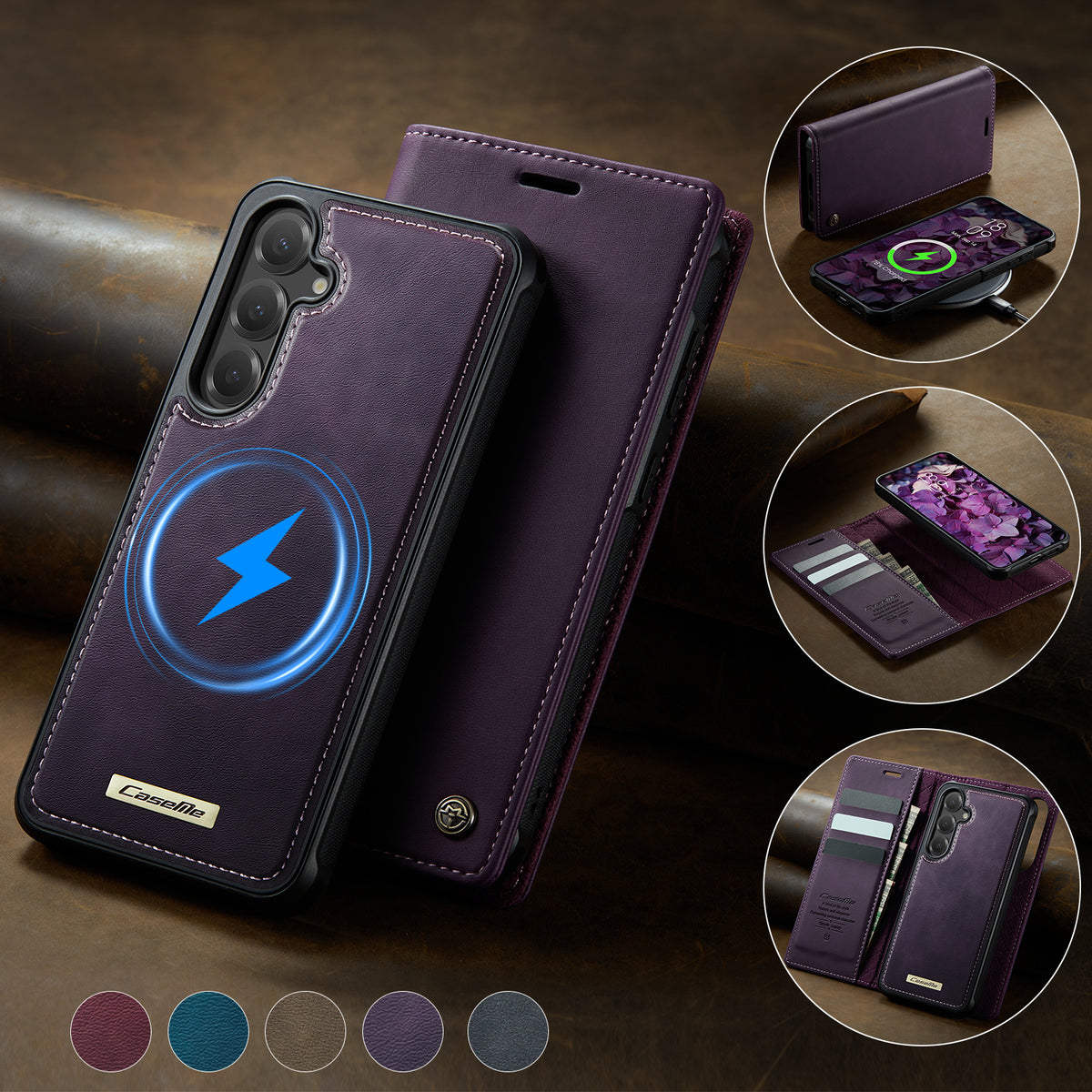 CASEME For Samsung Galaxy S25+ / Galaxy S24+ Case C49 Magnetic Case RFID Blocking Detachable Wallet Leather Phone Cover